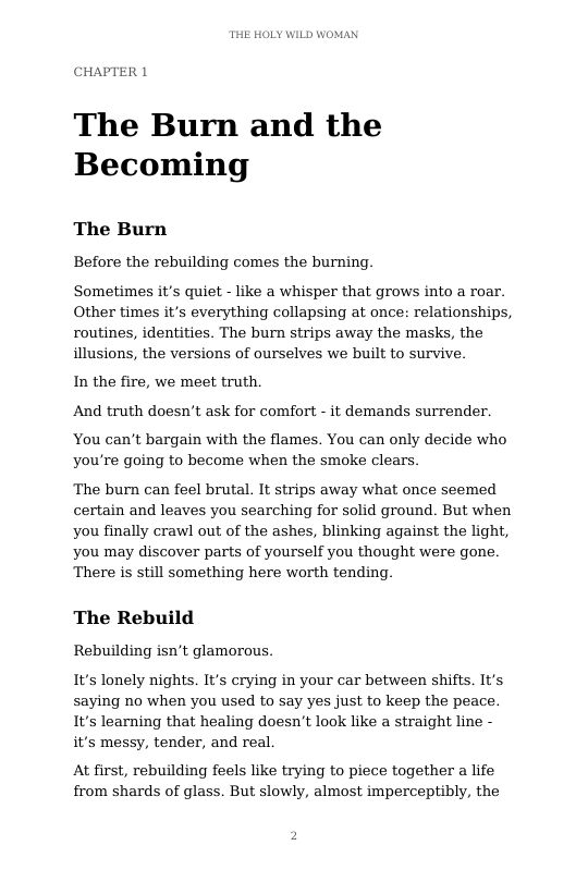 Sample page: Chapter 1, The Burn and the Becoming